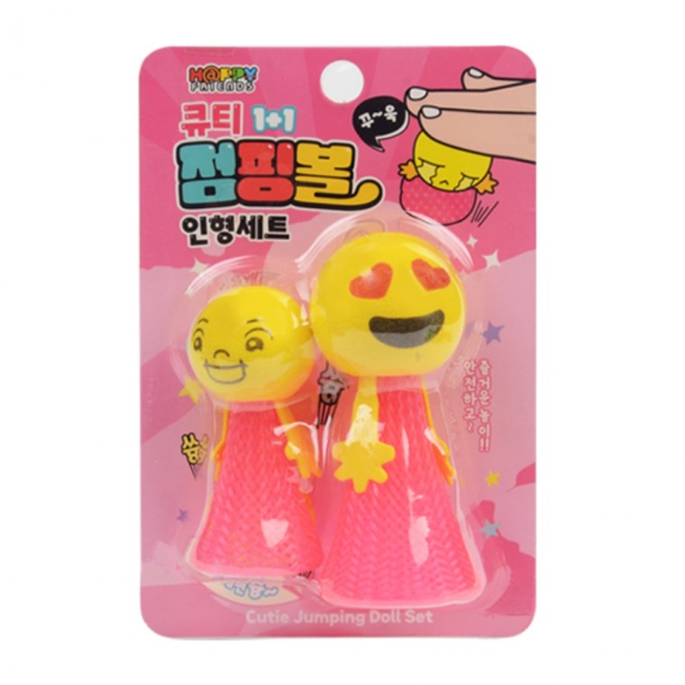 플유 큐티 1+1 점핑볼 인형세트 랜덤1개 점핑인형 누르는 탱탱볼 말랑이 피젯토이