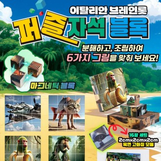이탈리안 브레인롯 퍼즐 자석 블록 피젯토이 합체 변신 마그네틱 네오디움